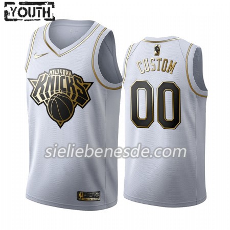 Kinder NBA New York Knicks Trikot Nike 2019-2020 Weiß Golden Edition Swingman - Benutzerdefinierte